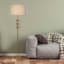 Providence Brass Stacked Orb Floor Lamp with White Fabric Drum Shade, 60"
