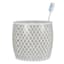 Providence Charlotte White & Gold Checkered Toothbrush Holder, 4.5"