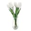 White Real Feel Tulip Arrangement in Glass Pot, 16"