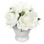 Providence White Real Feel Peony Arrangement in Ceramic Pot, 9"