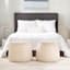 Crosby St. Rowan Cream Faux Leather Round Ottoman