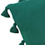 Found & Fable Green Linen Throw Pillow with Tassels, 18"