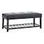 Honeybloom Collins Leather Bench, Black