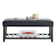 Honeybloom Collins Leather Bench, Black