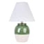Honeybloom Green & White Ceramic Two-Toned Small Table Lamp with Shade, 17"
