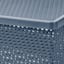 Navy Blue Woven Basket with Lid, 20l