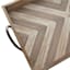 Brown Chevron Wooden Decorative Tray with Iron Handles, 25x15