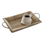 Rustic Wooden Decorative Tray with Metal Handles, 21x11