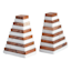 2-Piece Stacked Marble & Wood Bookends Set, 5"