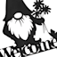 Welcome Black Metal Gnome Yard Stake, 23"