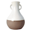 Honeybloom White Two Tone Ceramic Vase with Handles, 4.8"