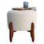 Crosby St Remi Round Ottoman, White