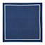 Set of 4 Navy Blue Cloth Napkins with White Embroidered Border