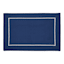 Set of 4 Navy Blue Placemats with White Embroidered Border