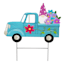 Blue Metal Truck Gnome Yard Stake, 25"