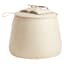 Crosby St. Rowan Cream Faux Leather Round Ottoman