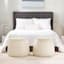 Crosby St. Rowan Cream Faux Leather Round Ottoman