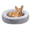 Grey Faux Suede & Microtec Donut Pet Bed, 18"