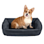 Grey Corduroy Cuffed Pet Bed, 18x22
