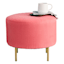 Piper Round Ottoman, Bright Pink Velvet