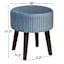 Emmy Stool with Dark Wooden Legs, Light Blue Velvet