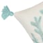 Ty Pennington White & Aqua Coral Embroidered Outdoor Throw Pillow with Tassels, 20"