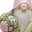 Gnome Flower Pushing Cart Outdoor Garden Statue, 17"