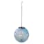 LED Iridescent Blue Glass Hanging Ball Outdoor Solar Lantern, 8"