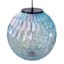 LED Iridescent Blue Glass Hanging Ball Outdoor Solar Lantern, 8"