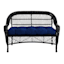Navy Blue Canvas Outdoor Wicker Settee Cushion