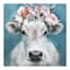 Flower Crown Cow Art, 8"