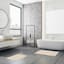 2-Pack White Simple Stripe Bath Rug Set, 17x24 & 20x32