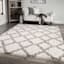 (C162) Windsor White Quatrefoil Shag Area Rug, 8x10