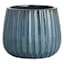 Blue Ribbed Round Outdoor Clay Planter, Medium