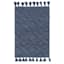 Navy Blue High-Low Diamond Handwoven Accent Rug, 2x4