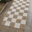 (B871) Honeybloom Brown & Natural Checkered Jute Runner, 2x7