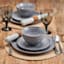 Drea 12-Piece Grey Stoneware Dinnerware Set