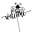 Welcome with Bee Black Metal Yard Pick, 18"