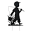 Black Metal Boy Fishing Yard Stake, 36"