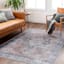 (B882) Colin Blue Medallion Washable Runner, 2x7