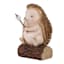 Campfire Hedgehog on Log Outdoor Garden Statue, 6"
