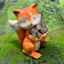 Campfire Fox with Firewood Outdoor Garden Statue, 8"
