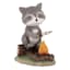 Campfire Raccoon with Fire Outdoor Garden Statue, 8"