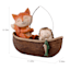 Fox Fishing Outdoor Garden Statue, 11"