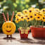 Honeybloom Butterfly Yellow Pot Outdoor Hanger, 5"
