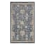 Navy Blue Floral Print Washable Accent Rug, 27x45