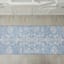 Bistro Light Blue Floral Washable Kitchen Rug with Gelback, 22x60