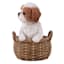 Dog in Basket Outdoor Garden Statue, 12"