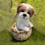 Dog in Basket Outdoor Garden Statue, 12"