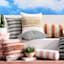 Rust & Natural Block Stripe Outdoor Lumbar Throw Pillow with Tassels, 14x22